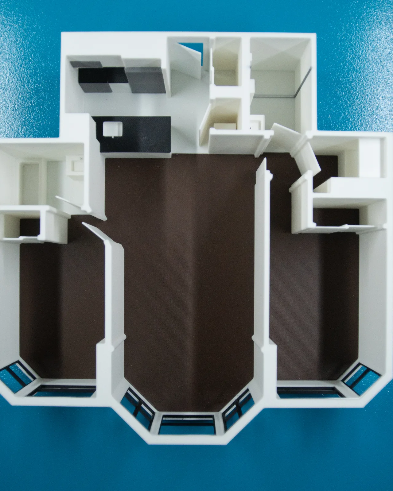 3D printed floor plan model of a residential flat at 1:50 scale
